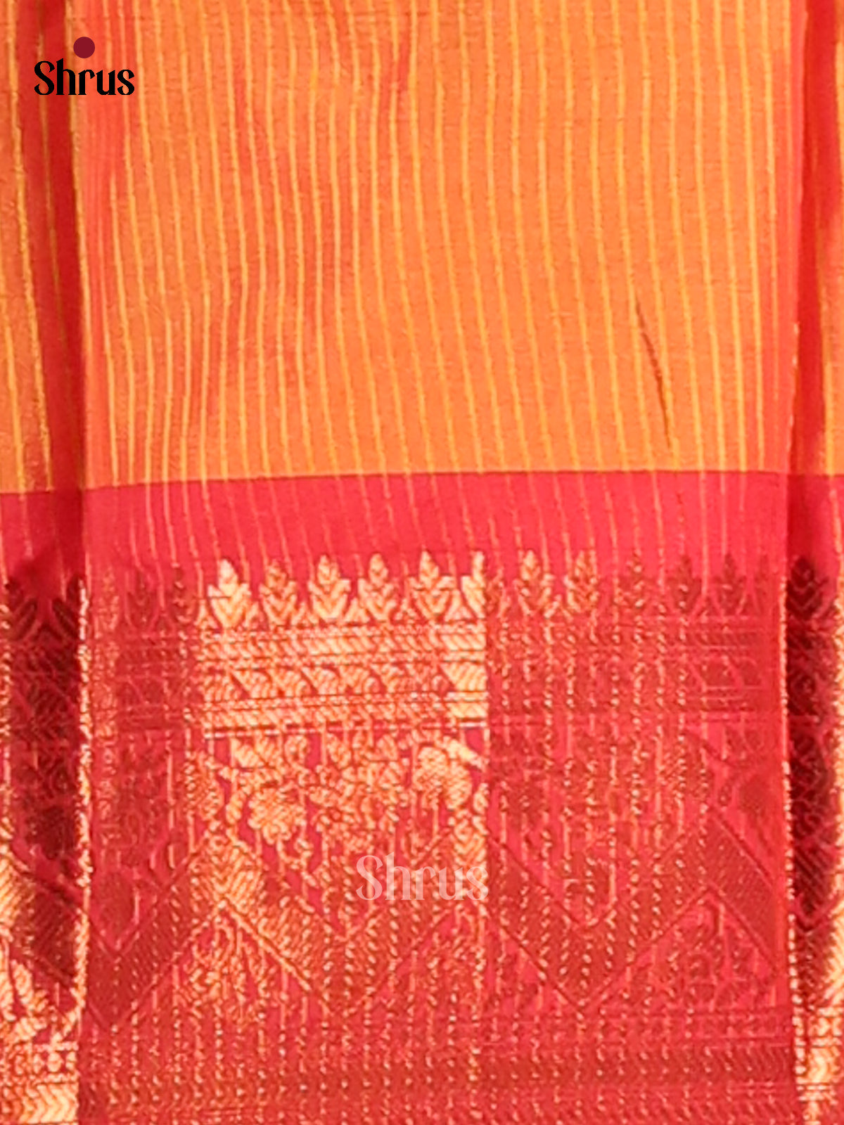 Pink & Orange - Semi Pochampally Saree - Shop on Shrus.com