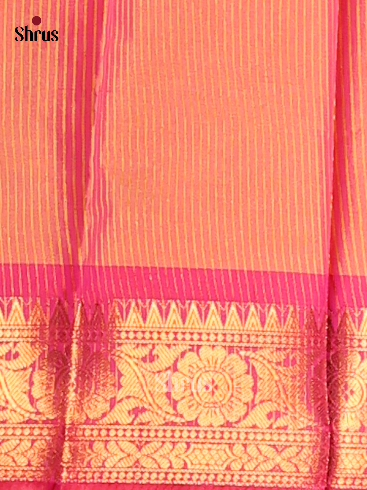 Orange & Pink - Semi Pochampally Saree - Shop on Shrus.com