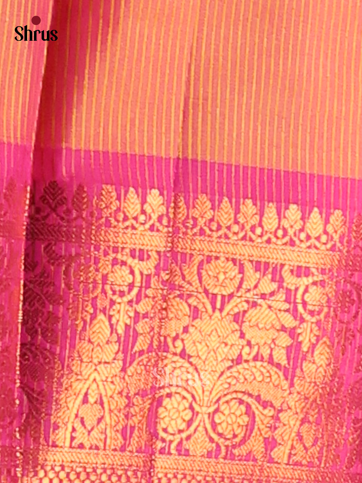 Orange & Pink - Semi Pochampally Saree - Shop on Shrus.com