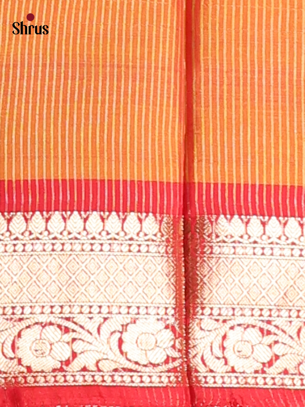 Yellow & Orange- Semi Pochampally Saree - Shop on Shrus.com