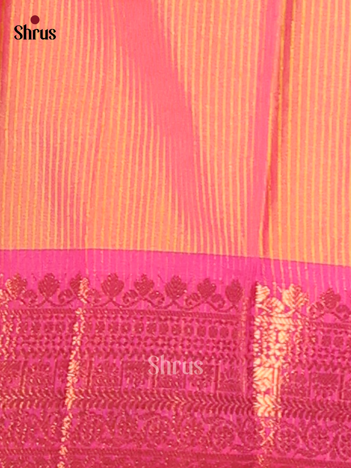 Yellow & Pink - Semi Pochampally Saree - Shop on Shrus.com