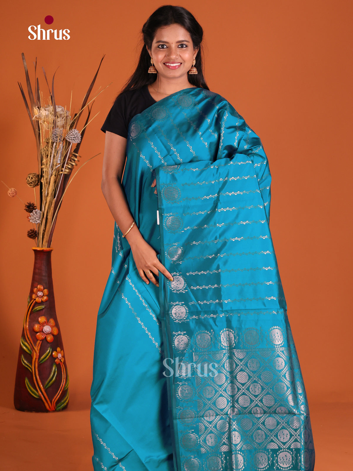Blue- Semi Softsilk Saree