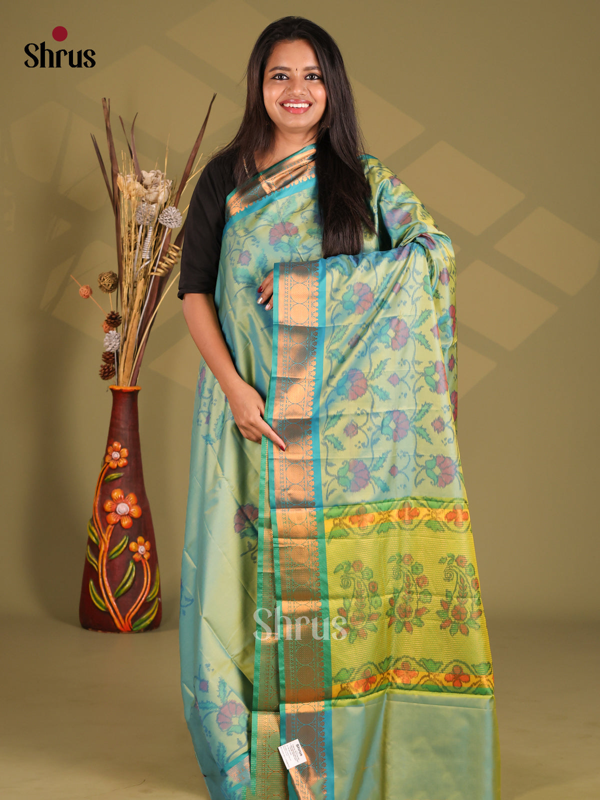 Blue & Green - Semi Pochampally Saree