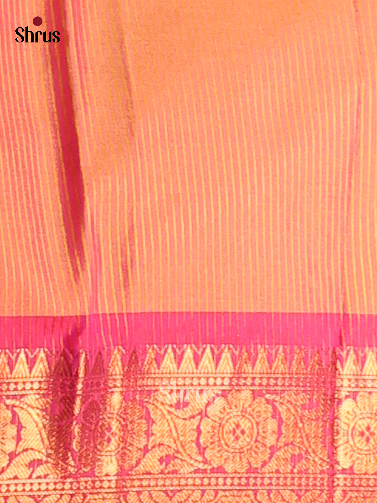 Orange & Pink - Semi Pochampally Saree - Shop on Shrus.com