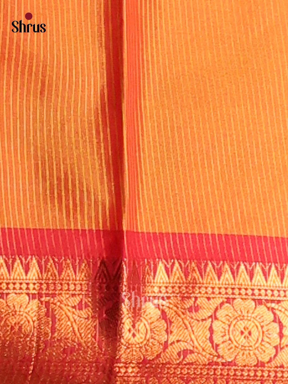 Lime Green & Orange - Semi Pochampally Saree - Shop on Shrus.com