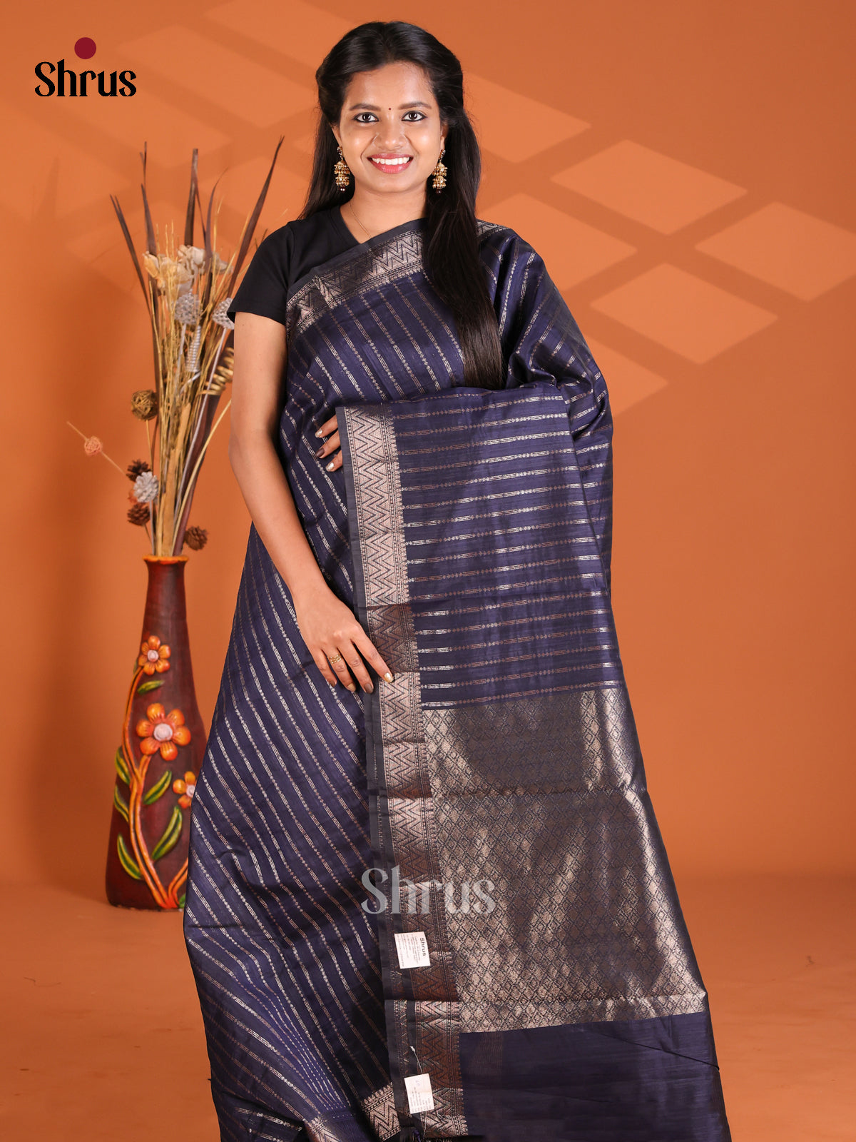 Blue - Semi Rawsilk Saree