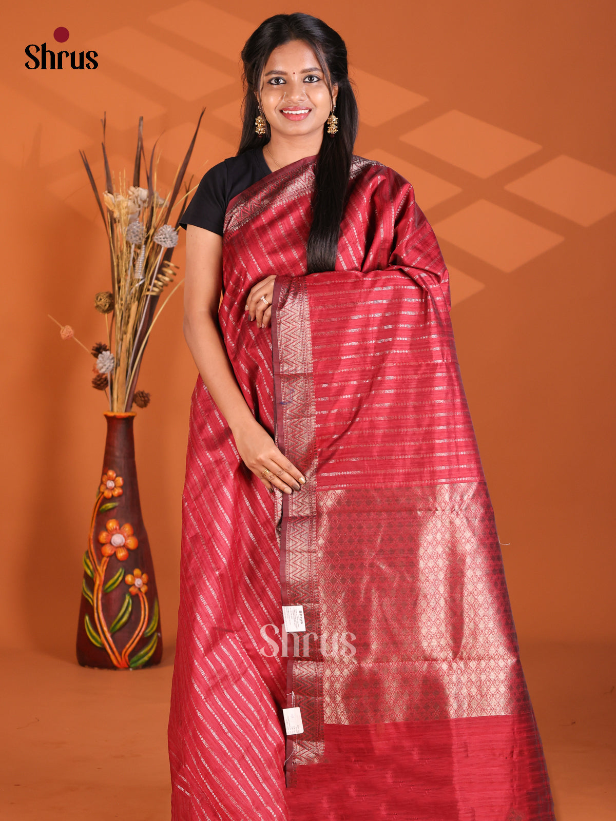 Maoron - Semi Rawsilk Saree - Shop on Shrus.com