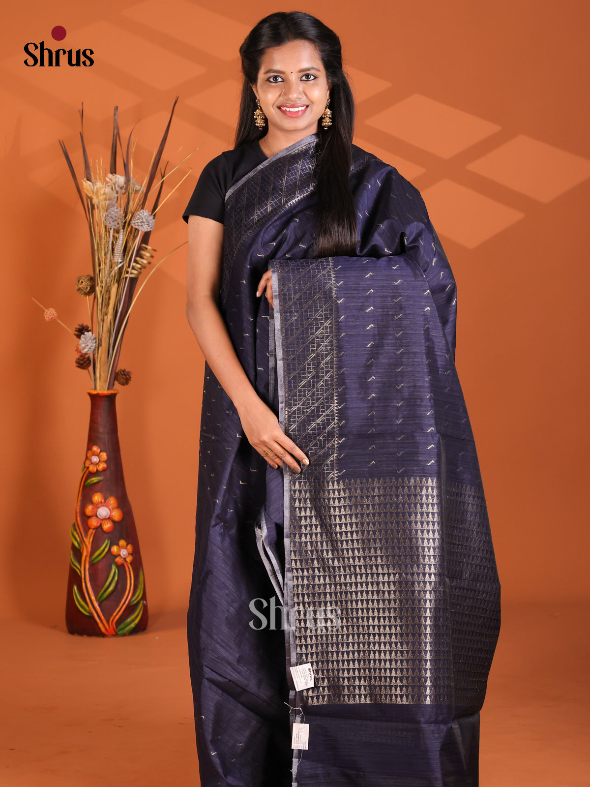 Blue - Semi Rawsilk Saree