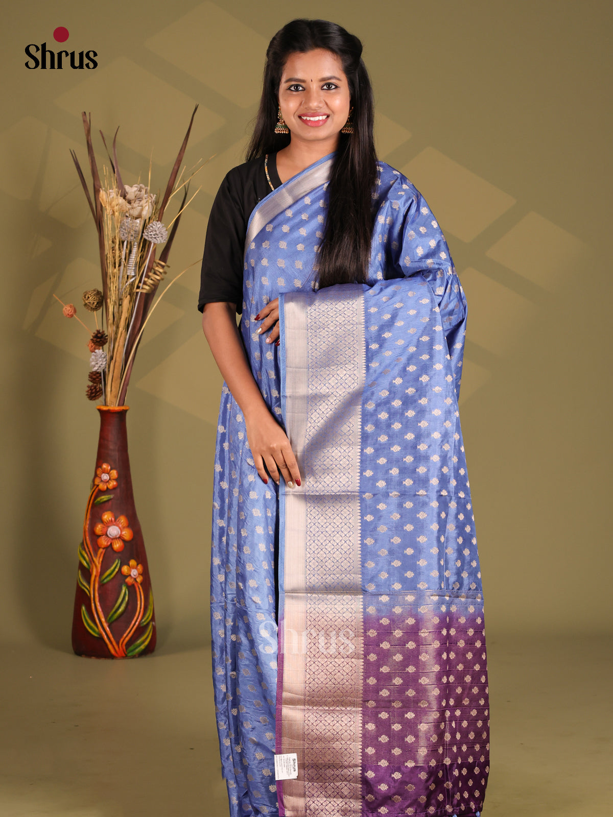 Blue & Violet - NorthSilk Cotton Saree