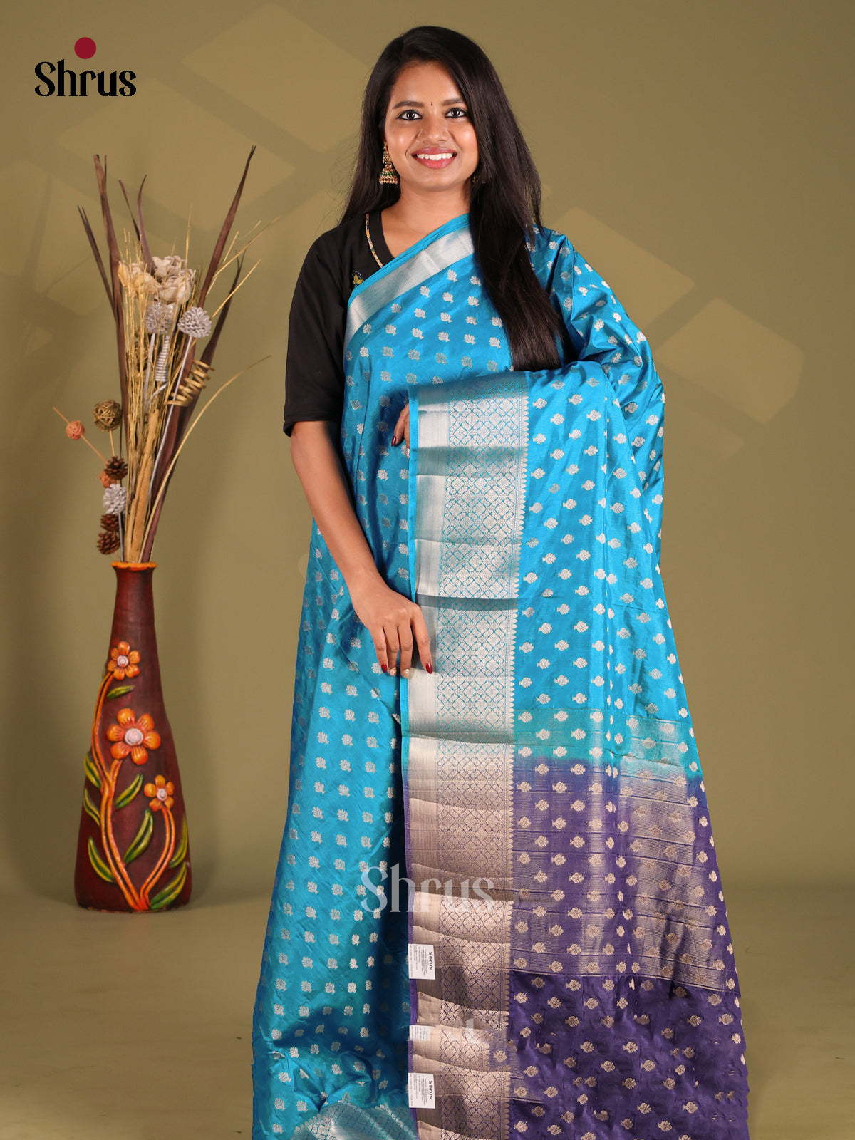 Rama Blue & Blue - NorthSilk Cotton Saree