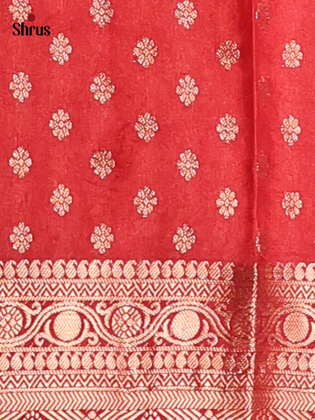 Peachish Pink & Red - NorthSilk Cotton Saree - Shop on Shrus.com