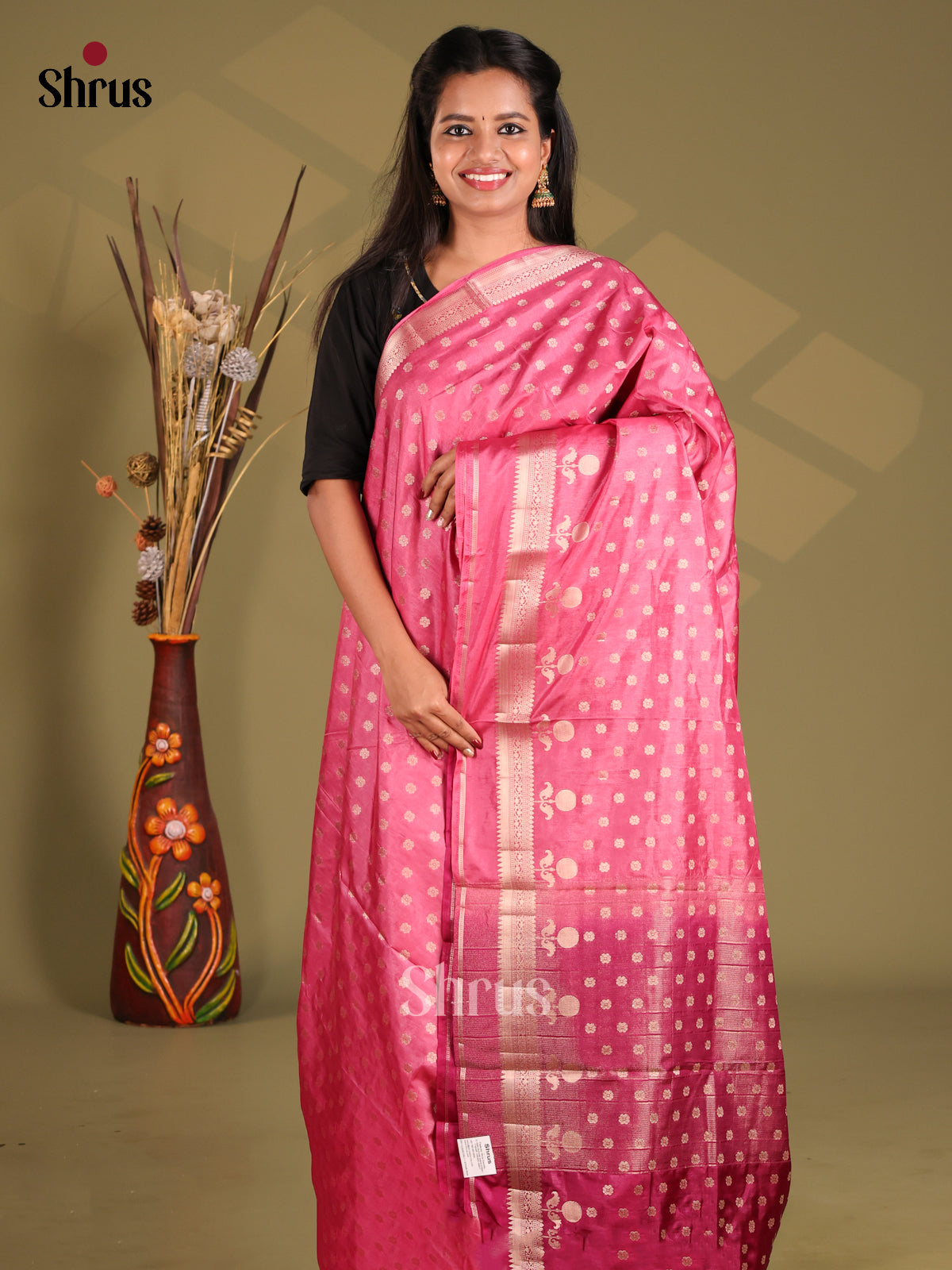 Pink & Maroon - NorthSilk Cotton Saree - Shop on Shrus.com