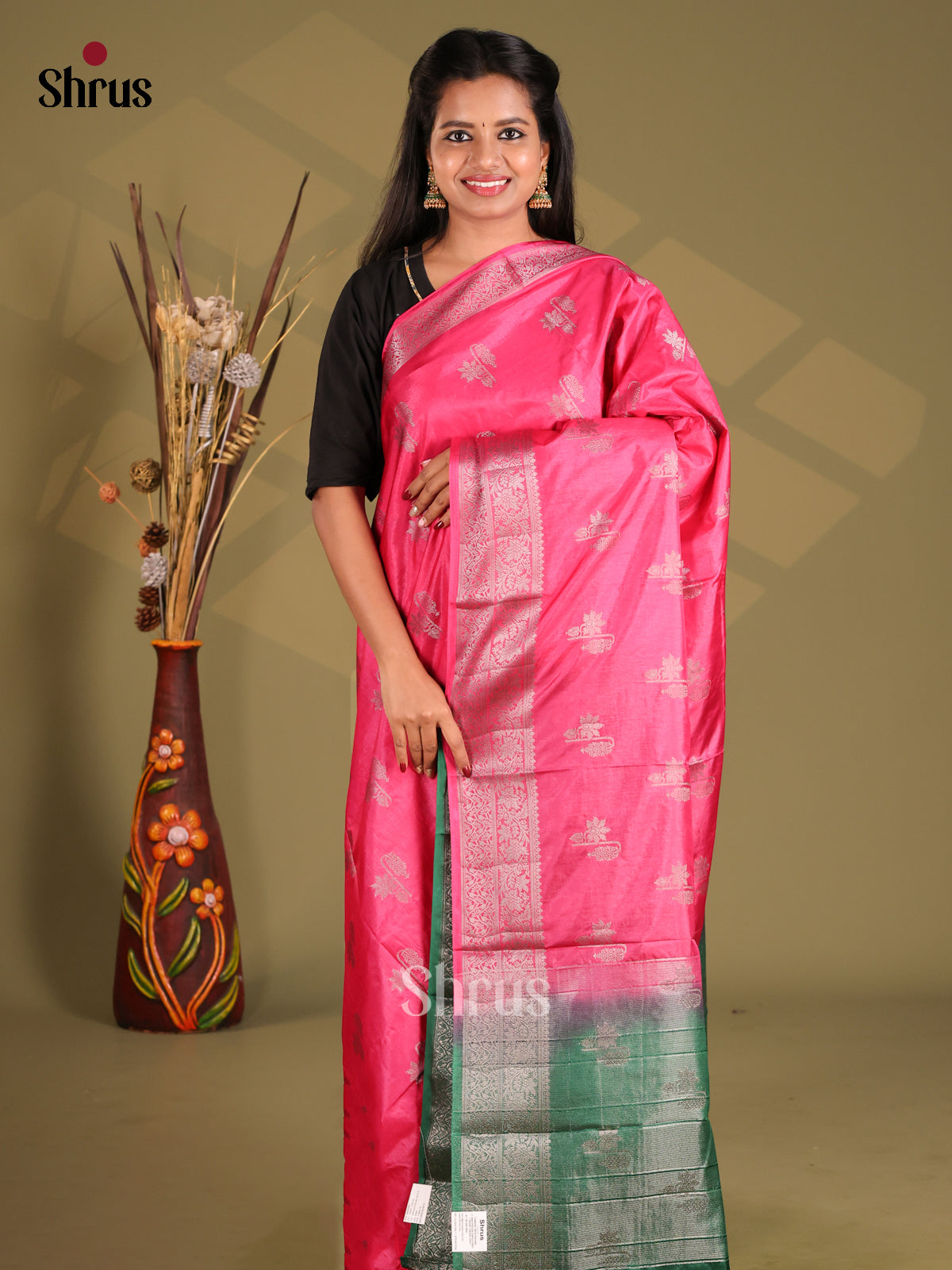 Pink & Green- NorthSilk Cotton Saree