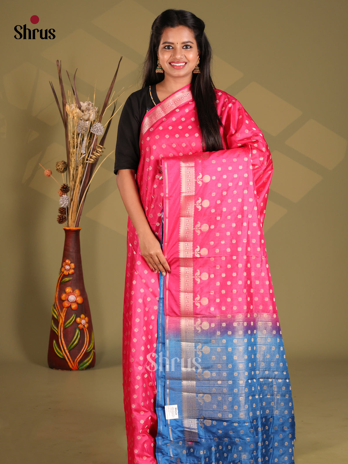 Pink & Blue - NorthSilk Cotton Saree