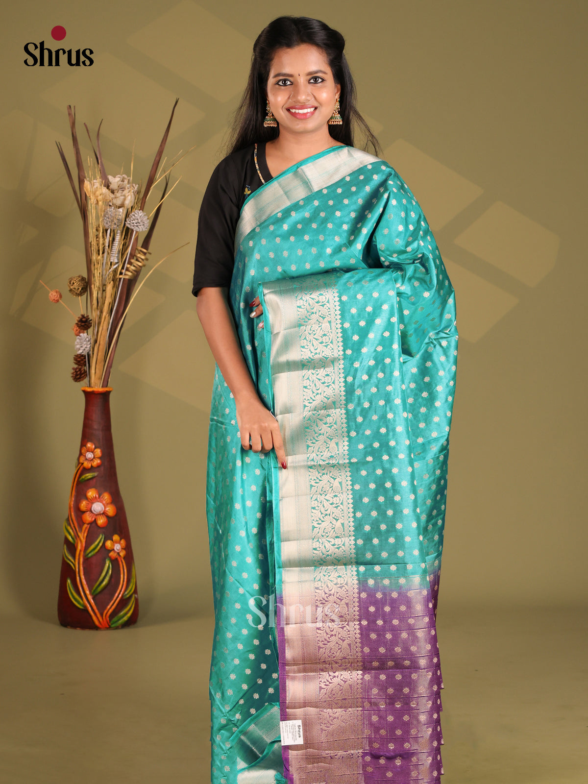 Teal & Purple - NorthSilk Cotton Saree
