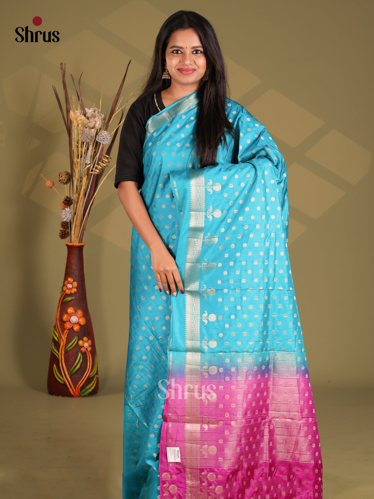 Blue & Pink - NorthSilk Cotton Saree
