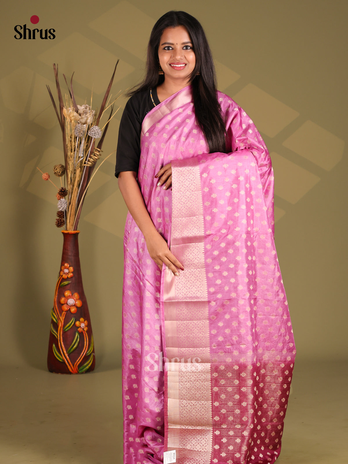 Pink & Maroon - NorthSilk Cotton Saree - Shop on Shrus.com