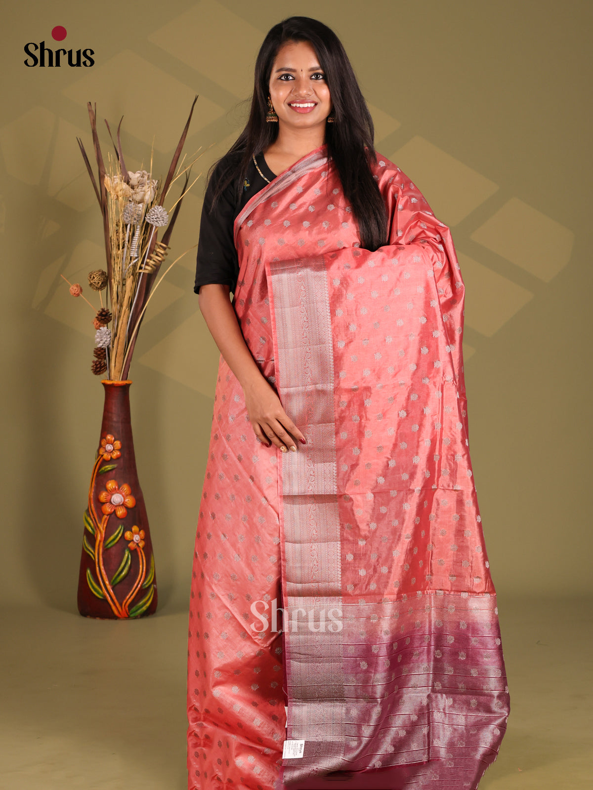 Pink & Maroon - NorthSilk Cotton Saree - Shop on Shrus.com
