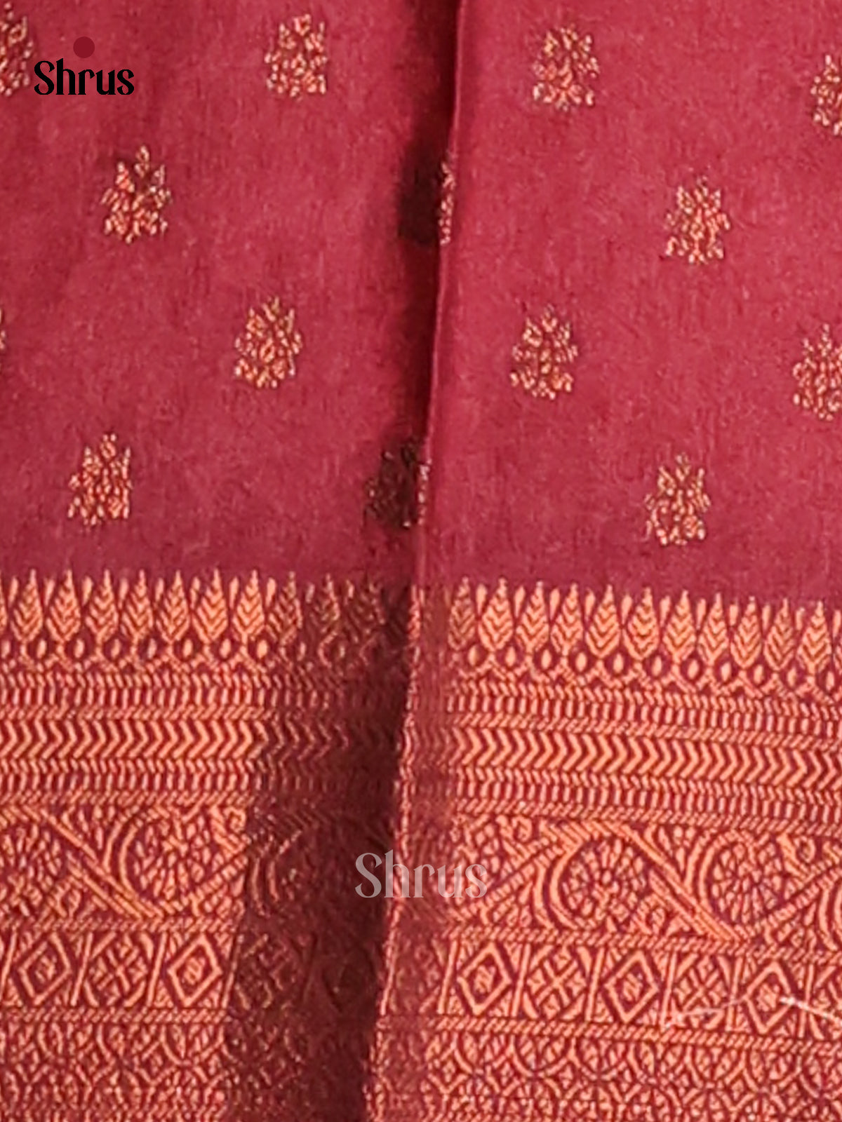 Mustard & Maroon - NorthSilk Cotton Saree - Shop on Shrus.com