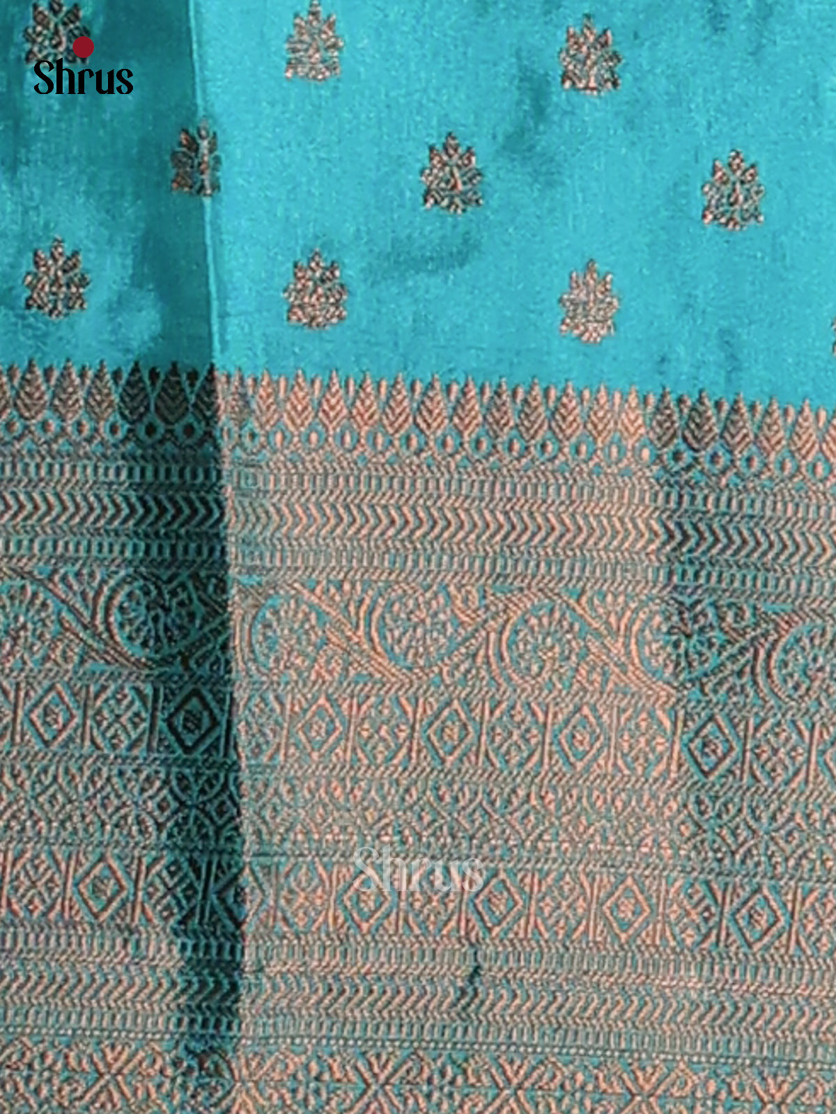 Navy Blue & Teal - NorthSilk Cotton Saree - Shop on Shrus.com