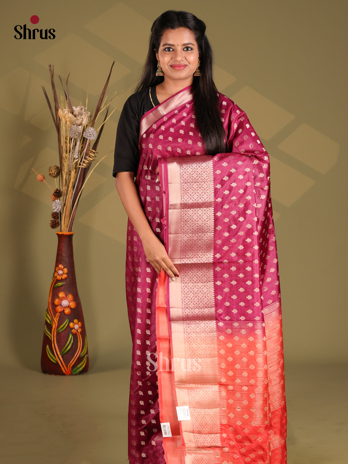 Wine & Red NorthSilk Cotton Saree