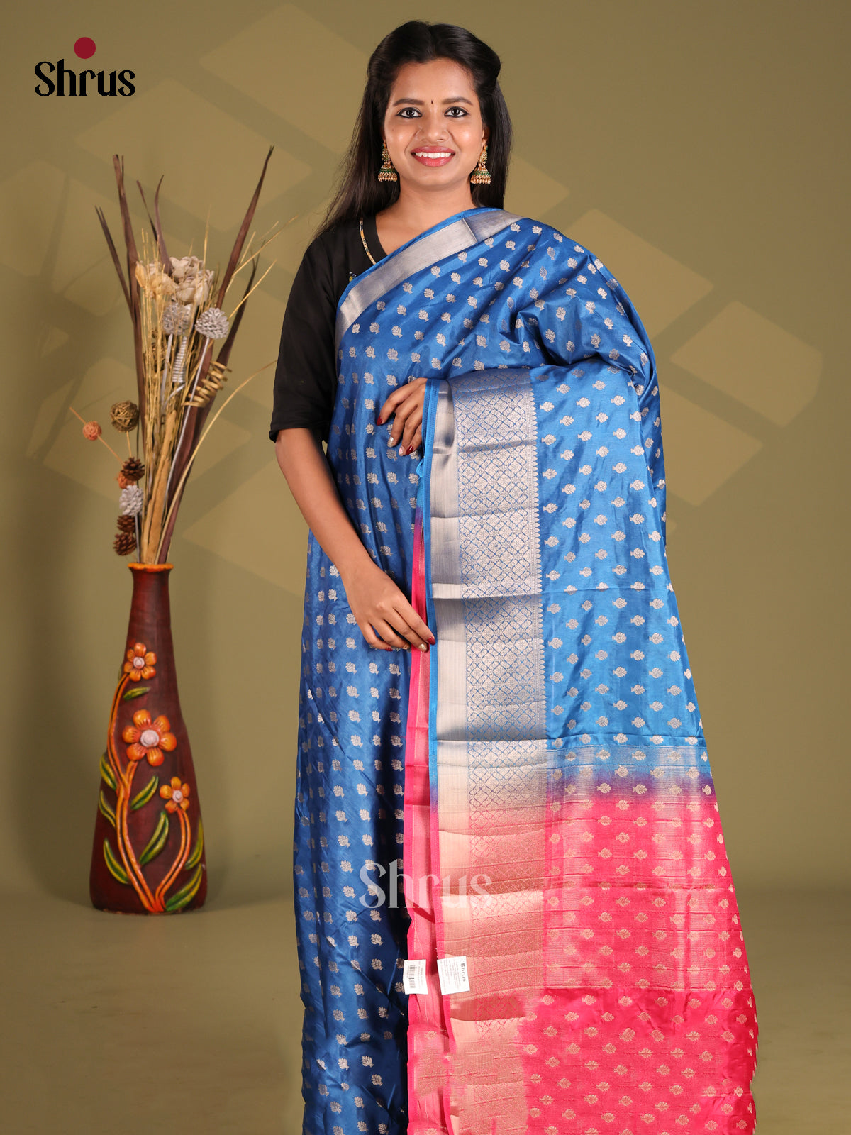 Blue and pink NorthSilk Cotton Saree