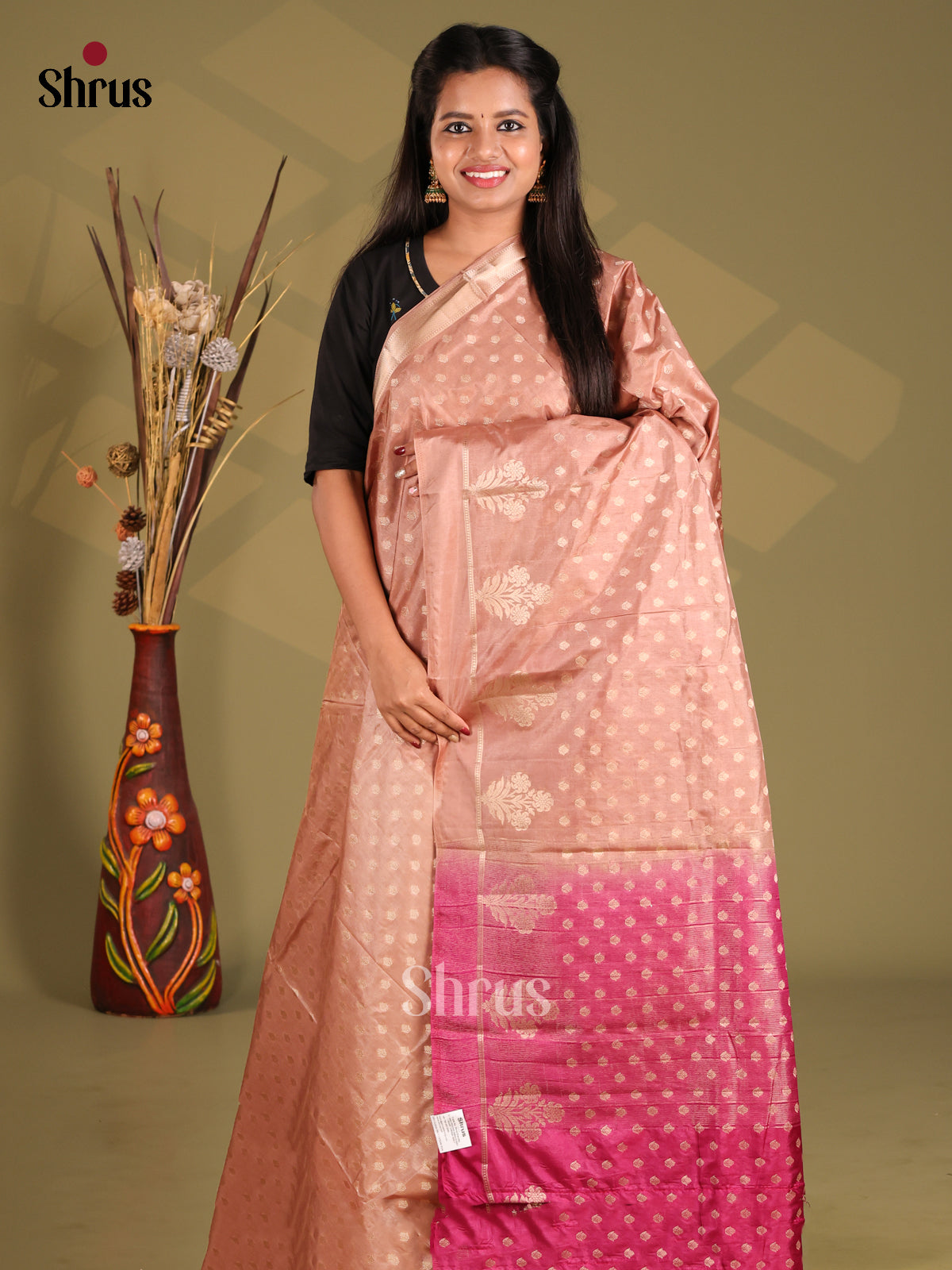 Dusty Brown & Maroon - NorthSilk Cotton Saree - Shop on Shrus.com