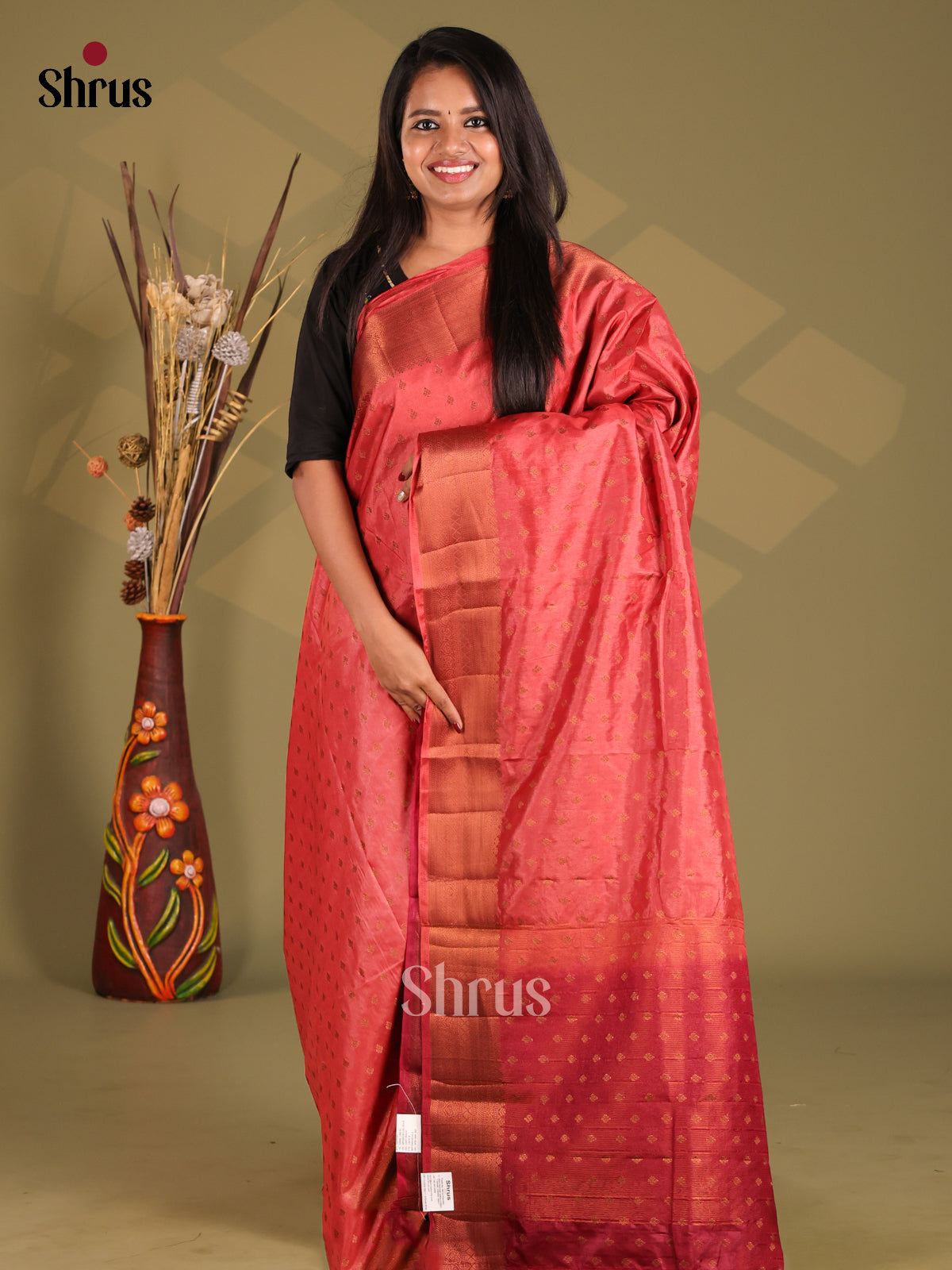 Red & Maroon - NorthSilk Cotton Saree - Shop on Shrus.com