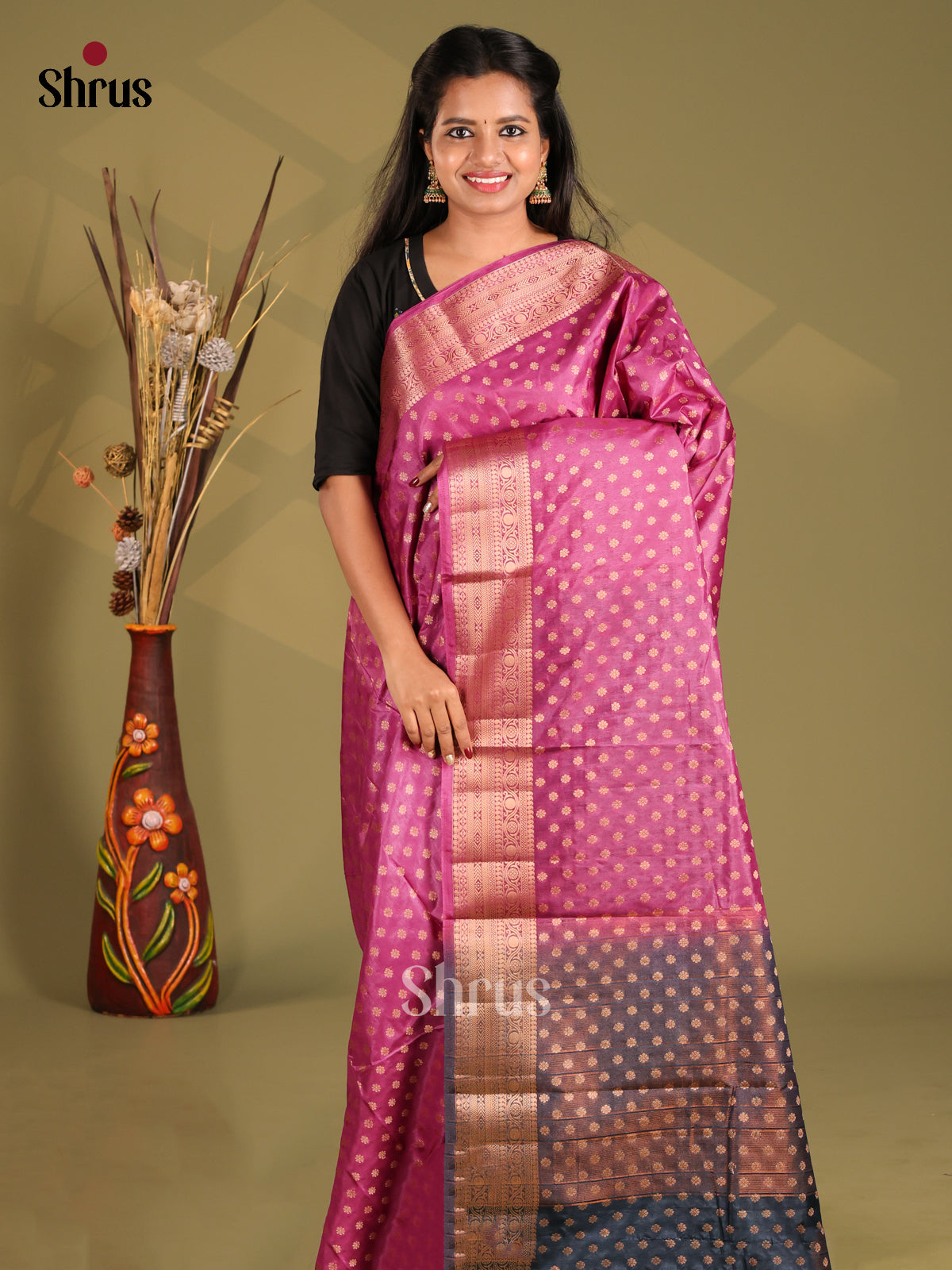 Purple & Blue- NorthSilk Cotton Saree - Shop on Shrus.com