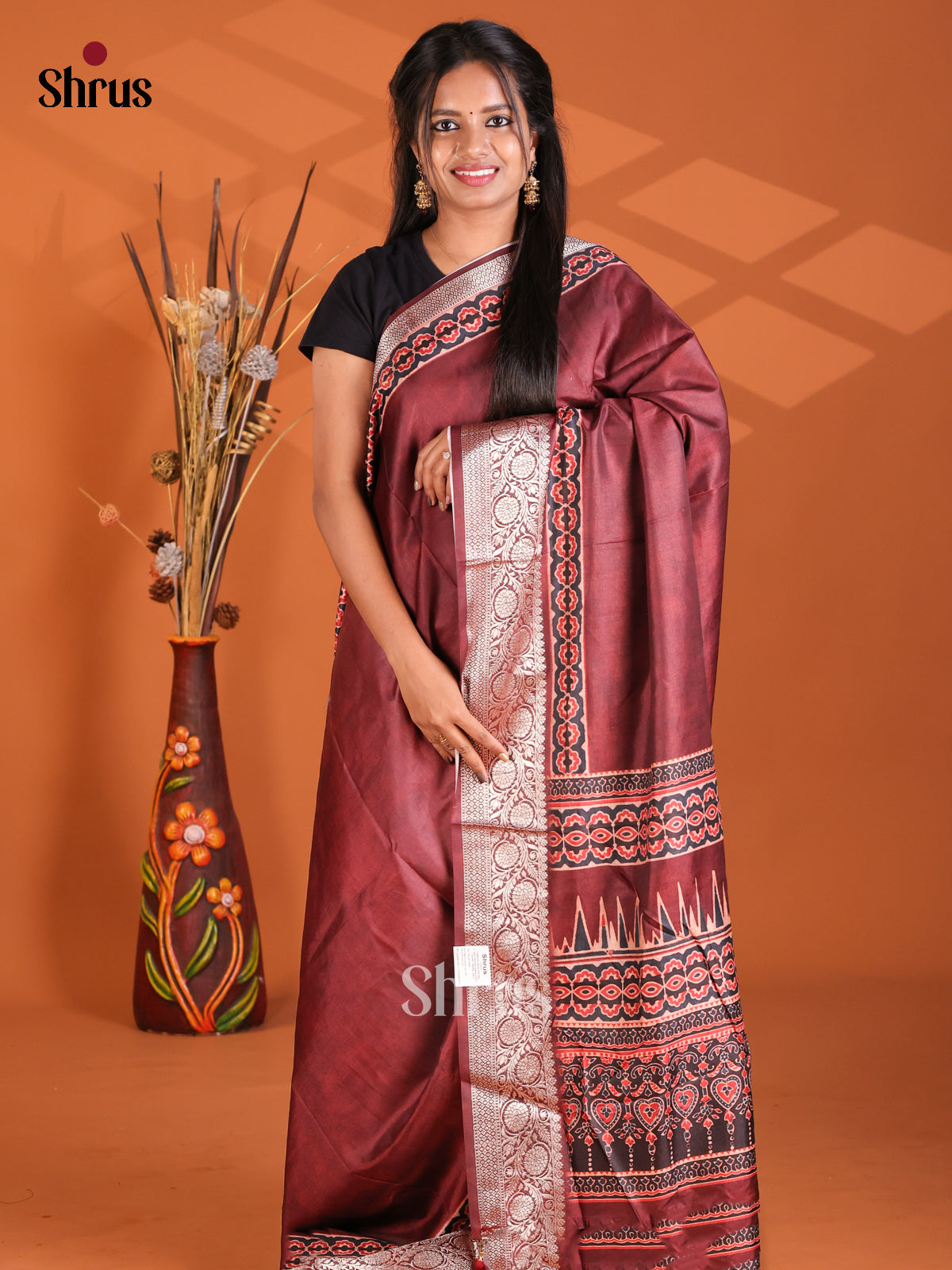 Maroon - Semi Modal Saree