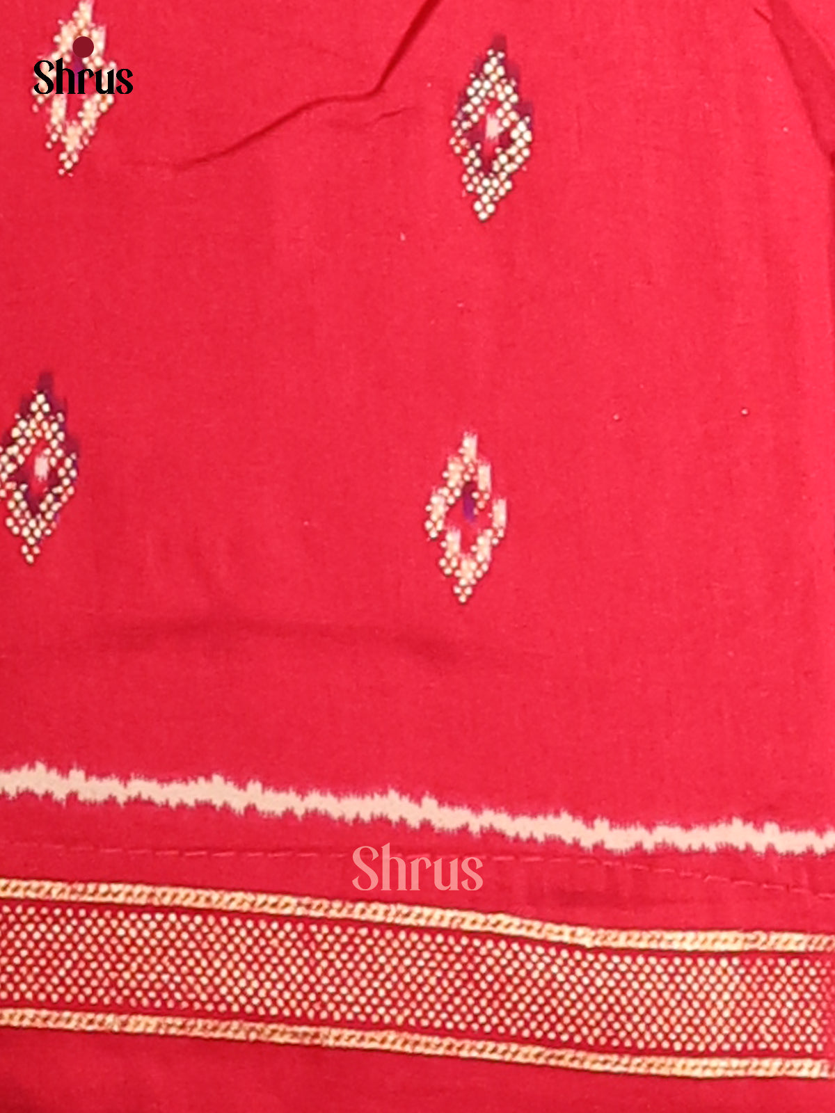 Purple & Red - Semi Ikkat Print Saree - Shop on Shrus.com