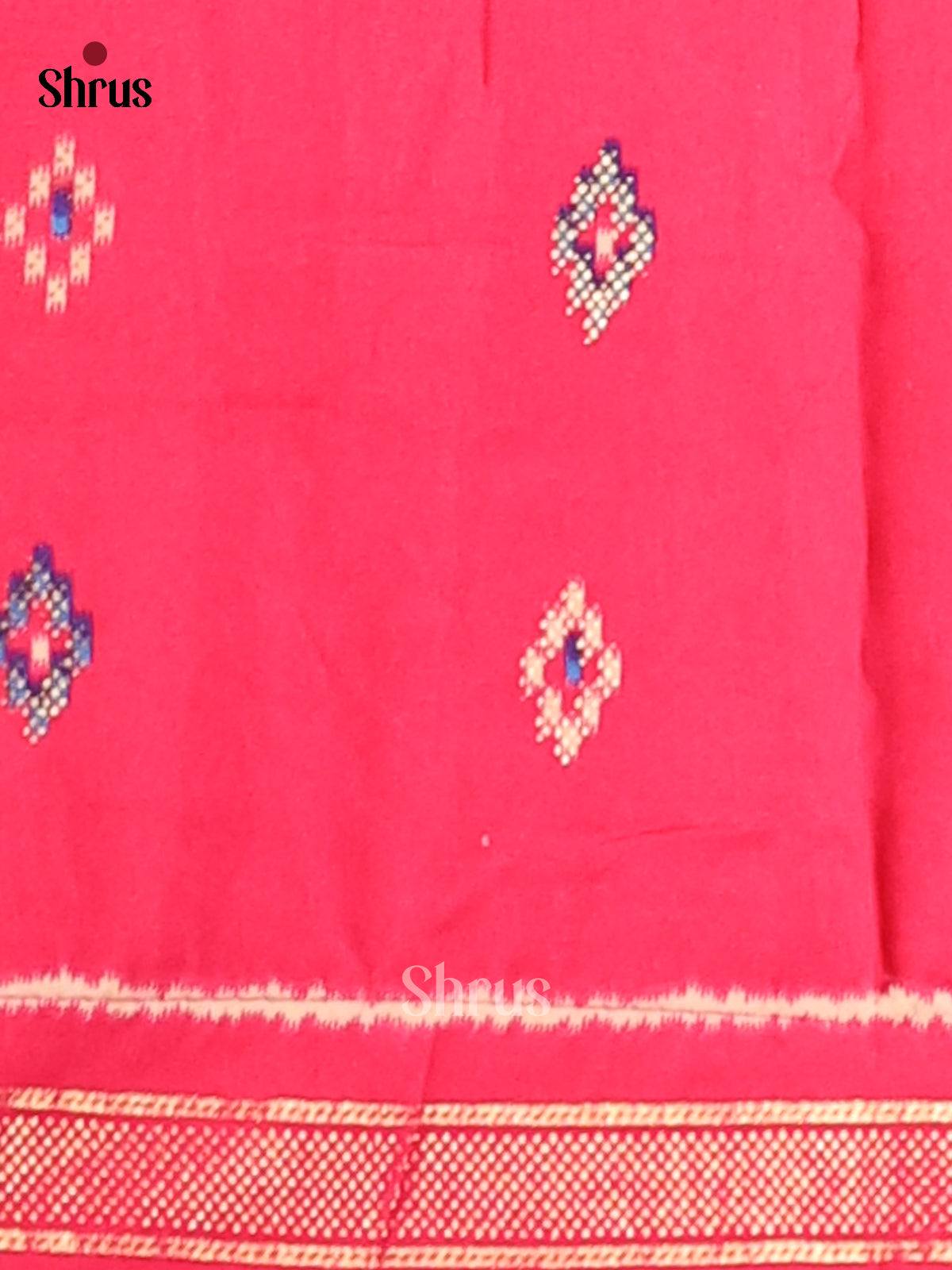 Blue & Pink - Semi Ikkat Print Saree