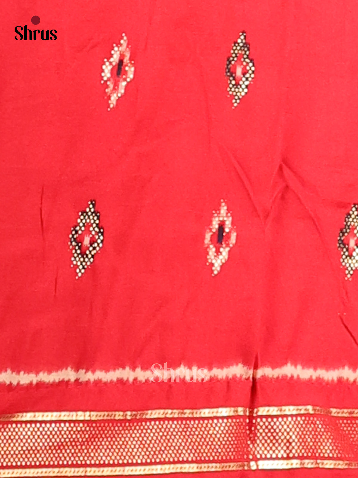 Violet & Red- Semi Ikkat Print Saree - Shop on Shrus.com