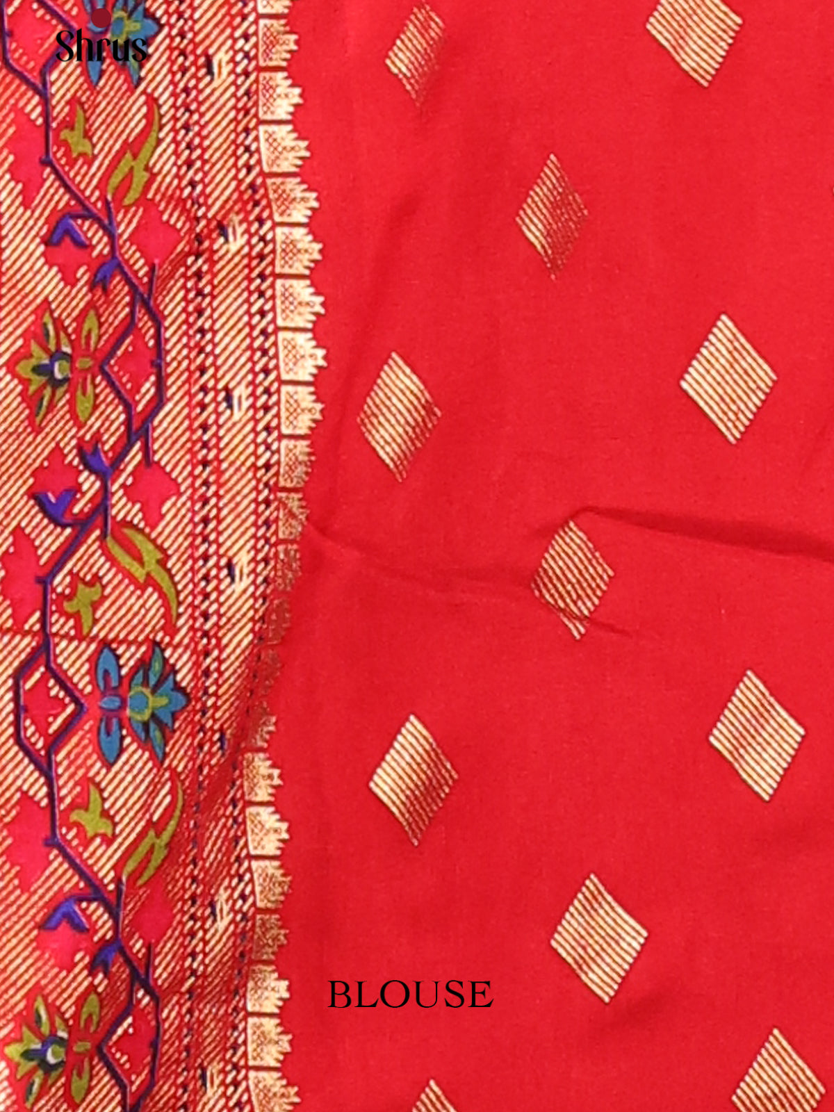 Yellow & Red - Semi Ikkat Print Saree - Shop on Shrus.com