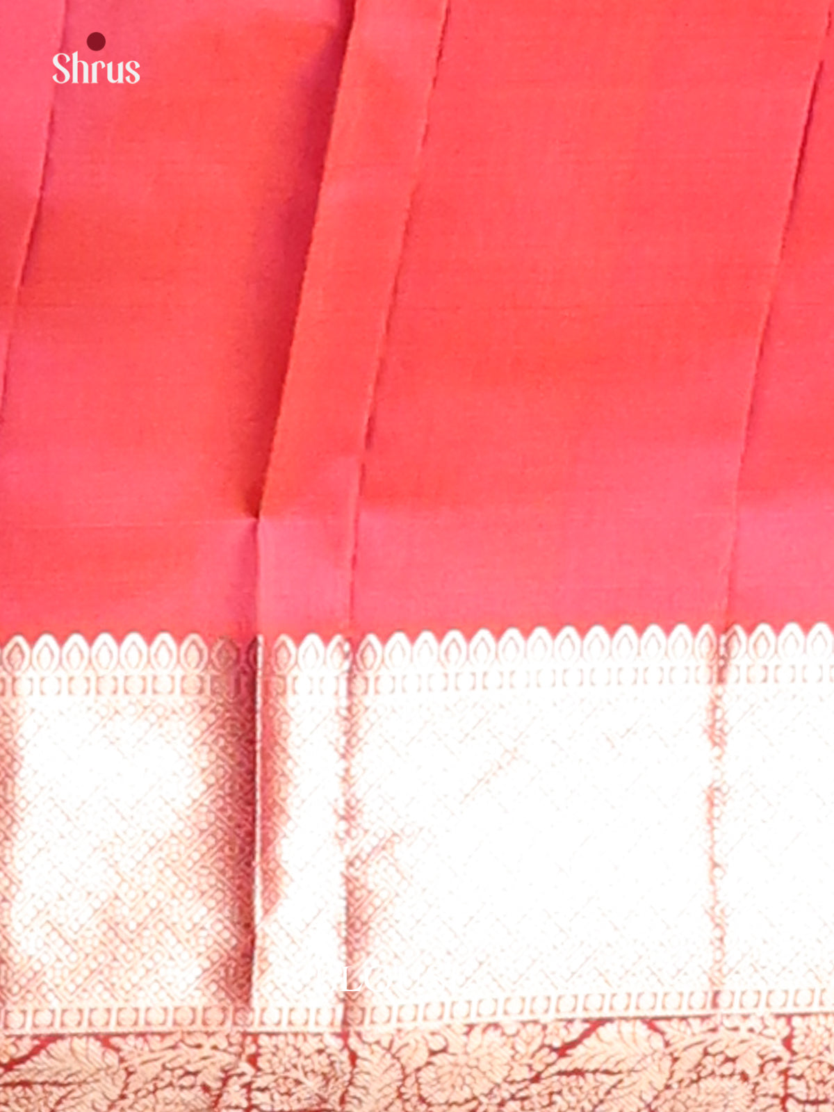 Orangish pink Kanchipuram silk Saree dazzles with floral nestling brocade-2