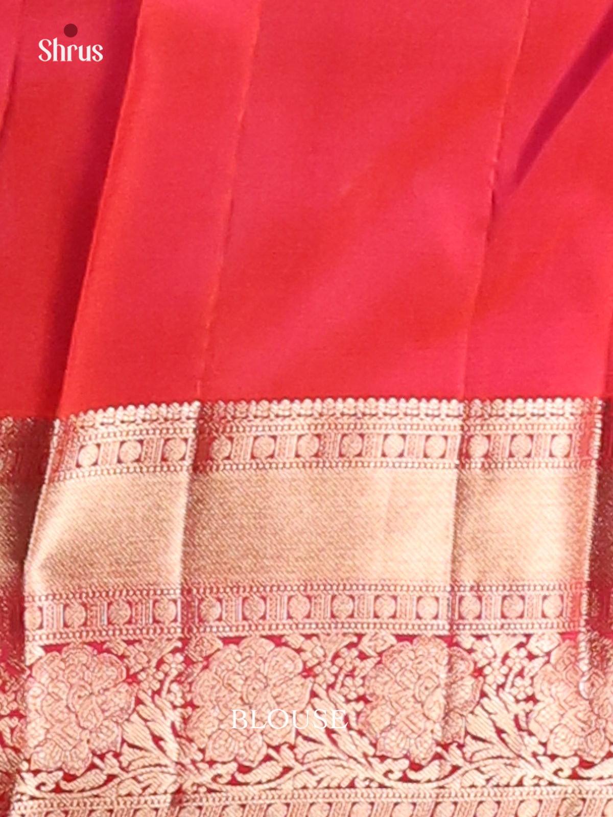 Red Single Tone Kanchipuram silk Saree adorned with zari floral nestling brocade - Shop on Shrus.com
