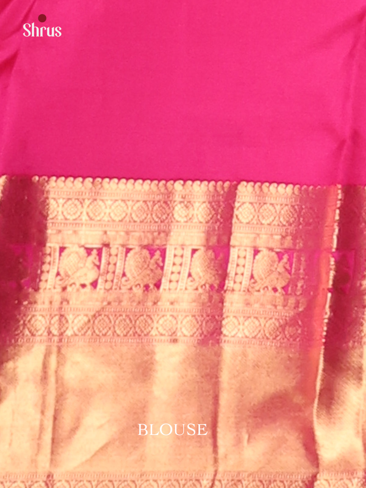 Rani Pink Kanchipuram Silk Saree With Zari Woven Golden Buttas & Grand Pallu - Shop on Shrus.com