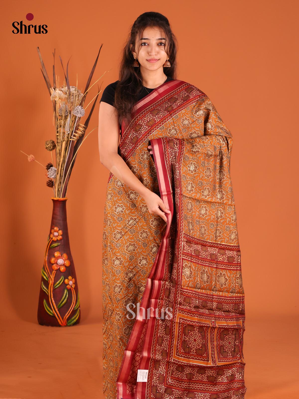 DFS14072 - Semi Chanderi Saree - Shop on Shrus.com