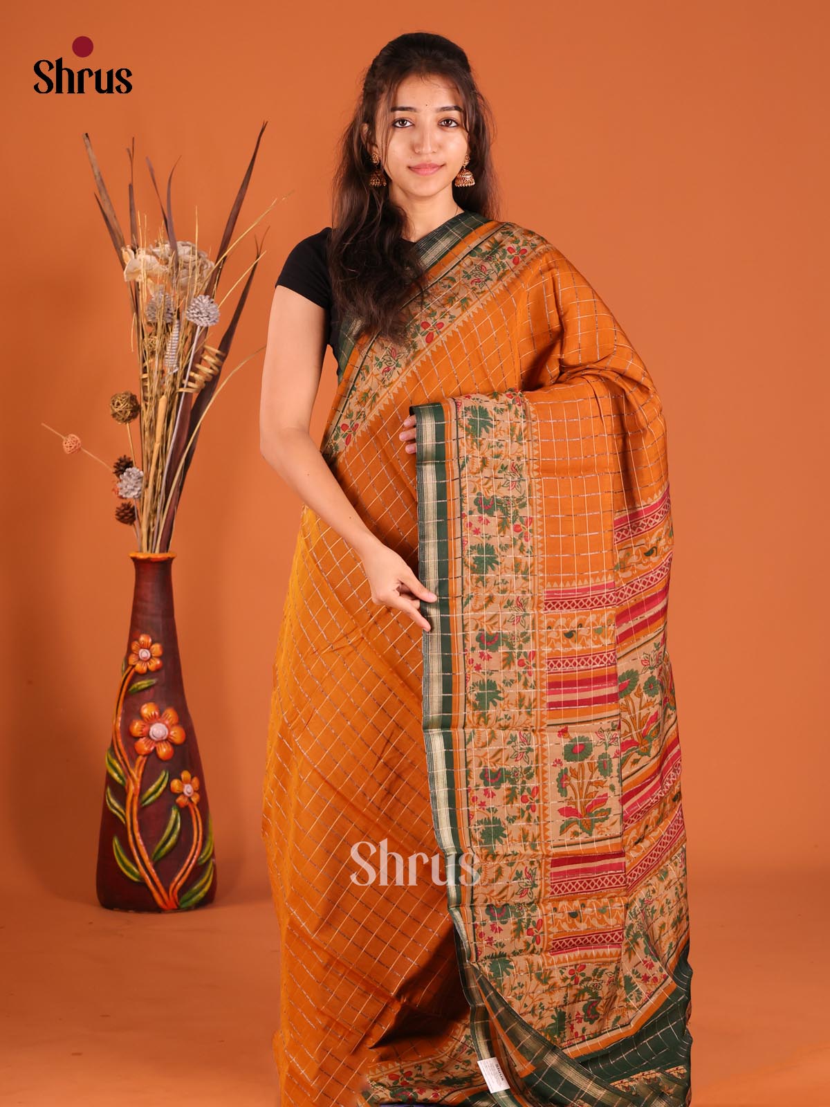 DFS14076 - Semi Chanderi Saree - Shop on Shrus.com