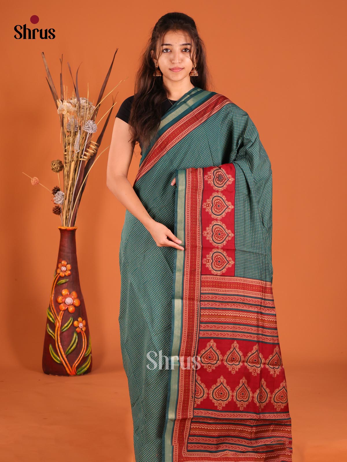 DFS14080 - Semi Chanderi Saree - Shop on Shrus.com