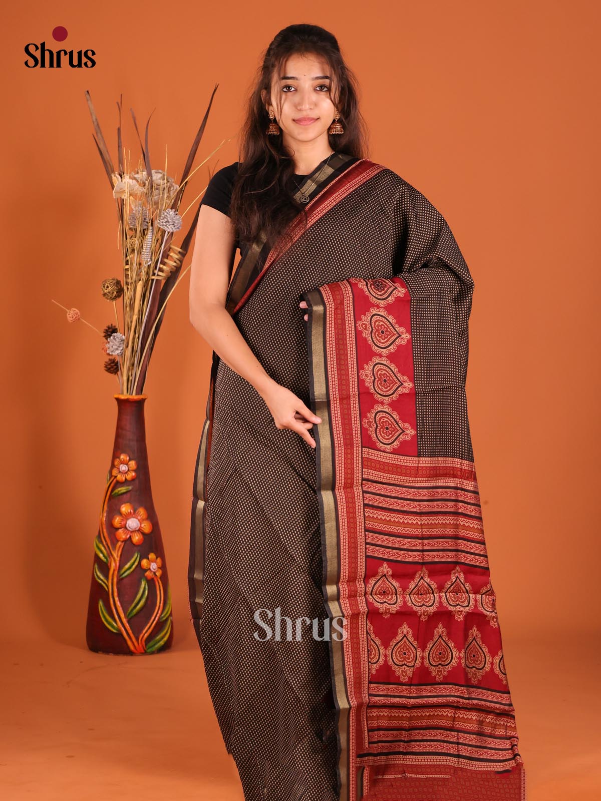 DFS14082 - Semi Chanderi Saree - Shop on Shrus.com