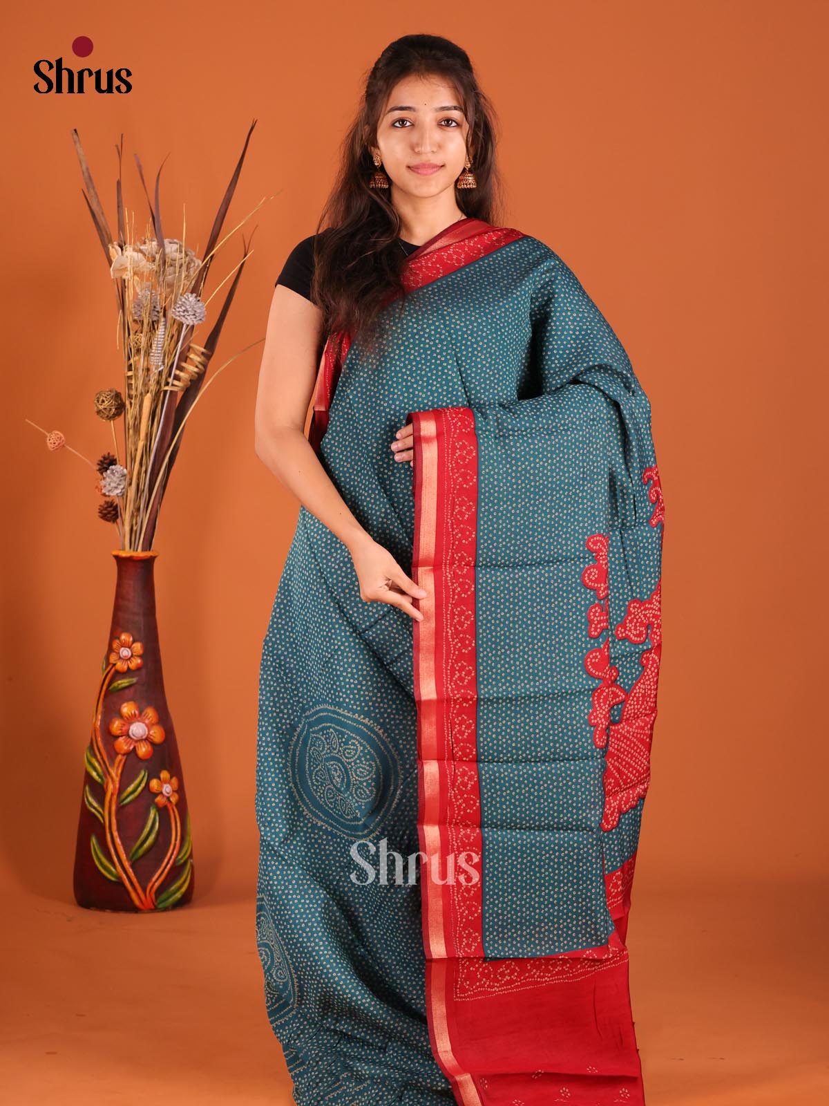 DFS14087 - Semi Chanderi Saree - Shop on Shrus.com