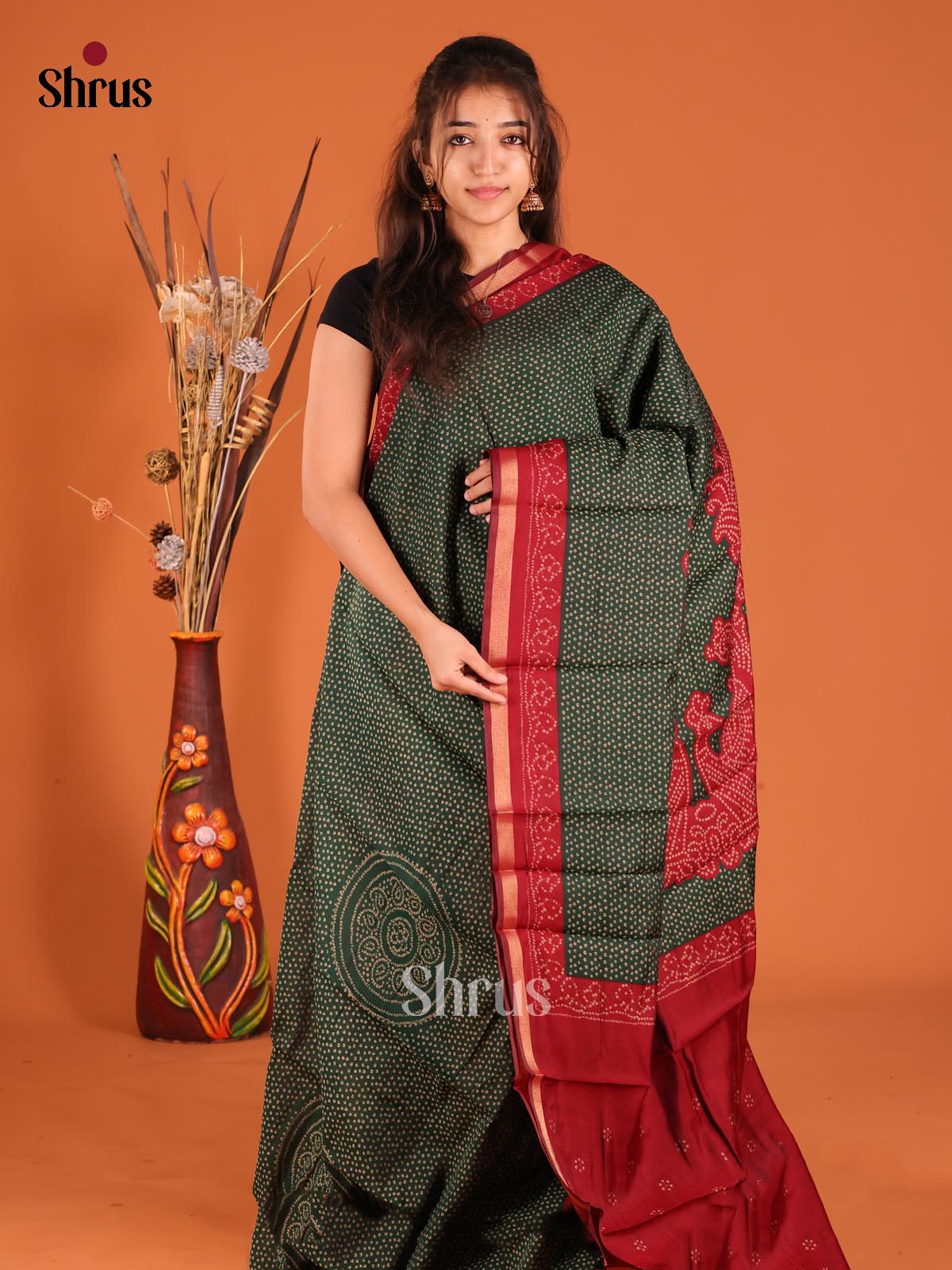 DFS14089 - Semi Chanderi Saree - Shop on Shrus.com