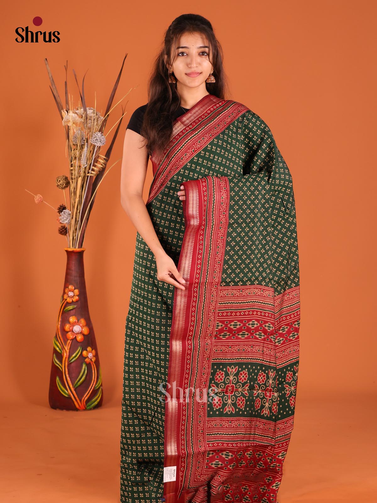 DFS14091 - Semi Chanderi Saree - Shop on Shrus.com
