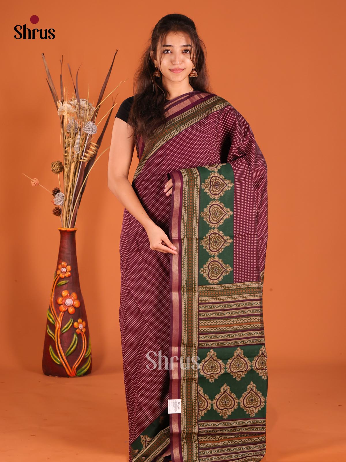 DFS14094 - Semi Chanderi Saree - Shop on Shrus.com