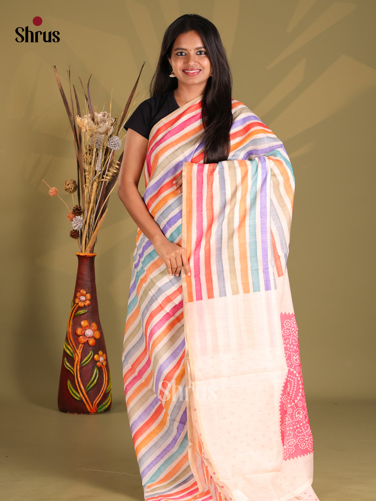 DFS14102 - Semi Maheshwari Print Saree