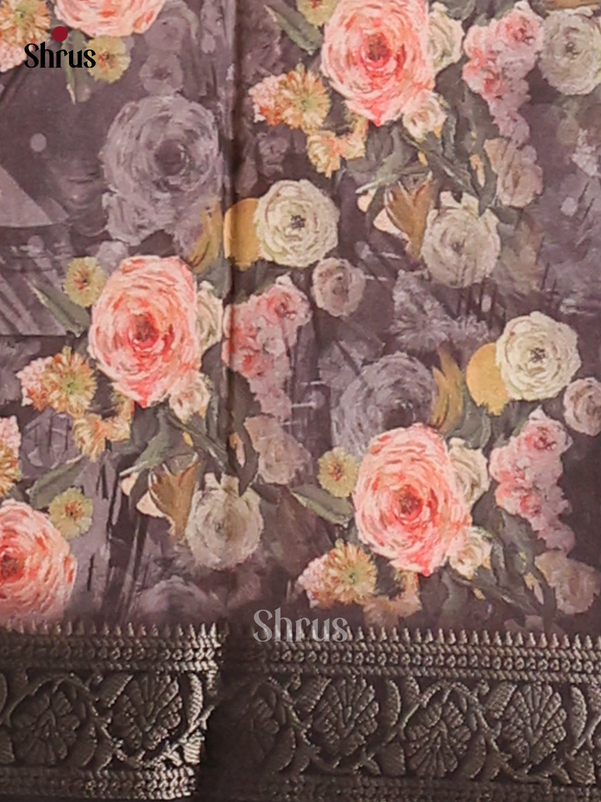 Grey & Black - Semi Modal Saree