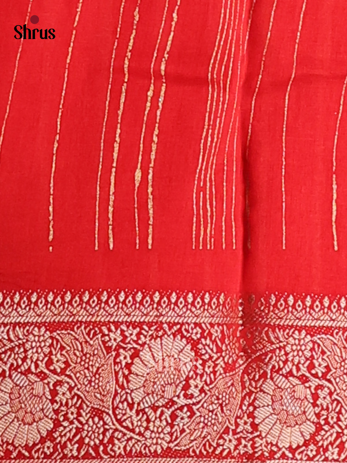 Cream & Red - Semi Modal Saree
