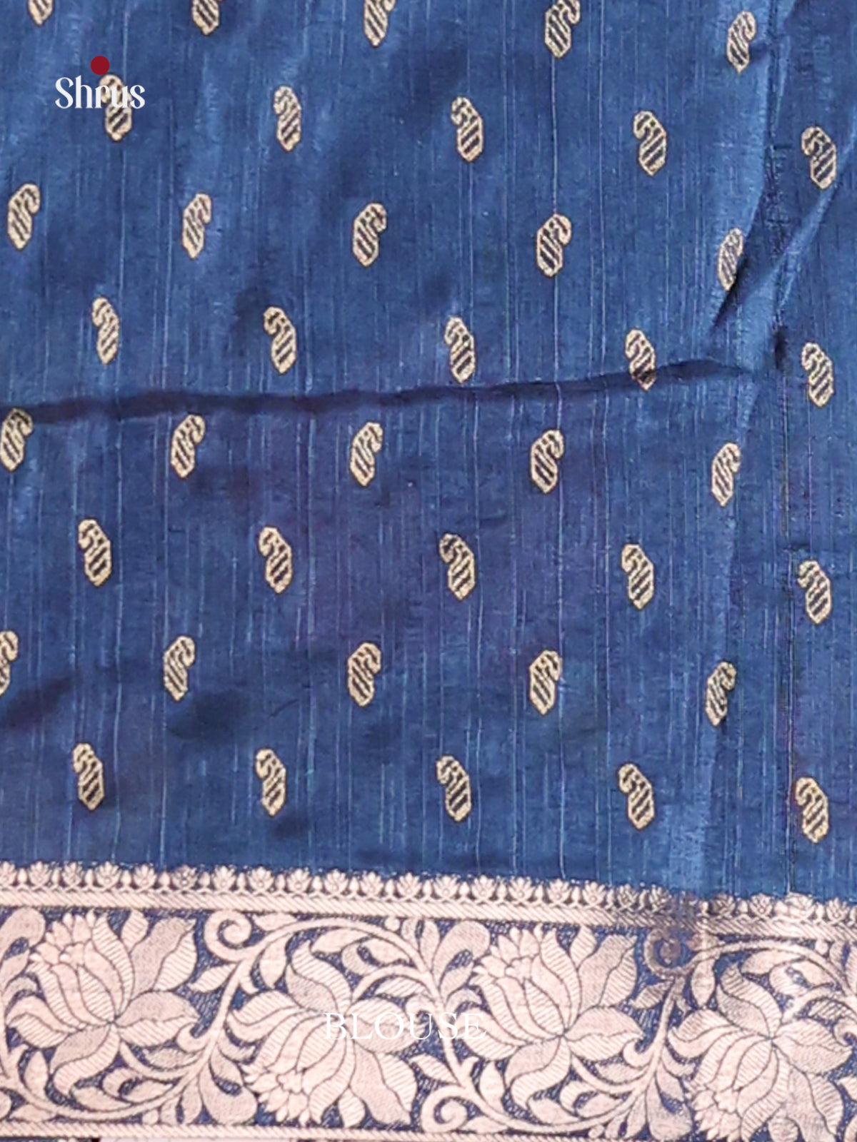 Blue- Semi Rawsilk Saree