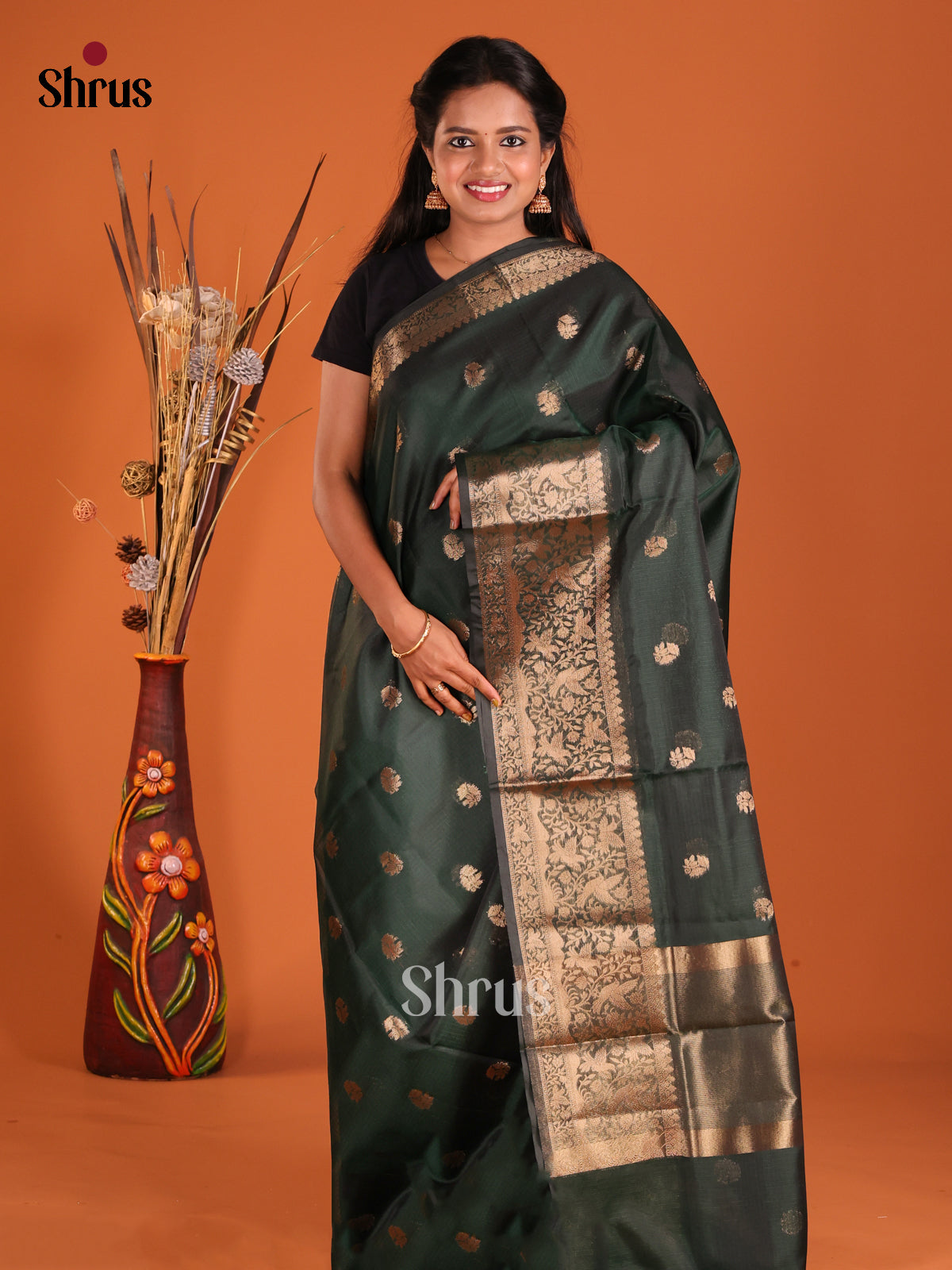Green - Semi Kota Saree - Shop on Shrus.com